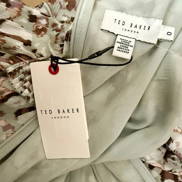 Ted Baker Orrsett Fit and Flare Mini ruffle cape Dress green US size 2 (size 0) - Picture 4 of 16